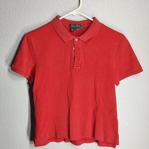 Lauren by Ralph Lauren - Dark Red - Short Sleeve - Polo - Medium Slim Fit